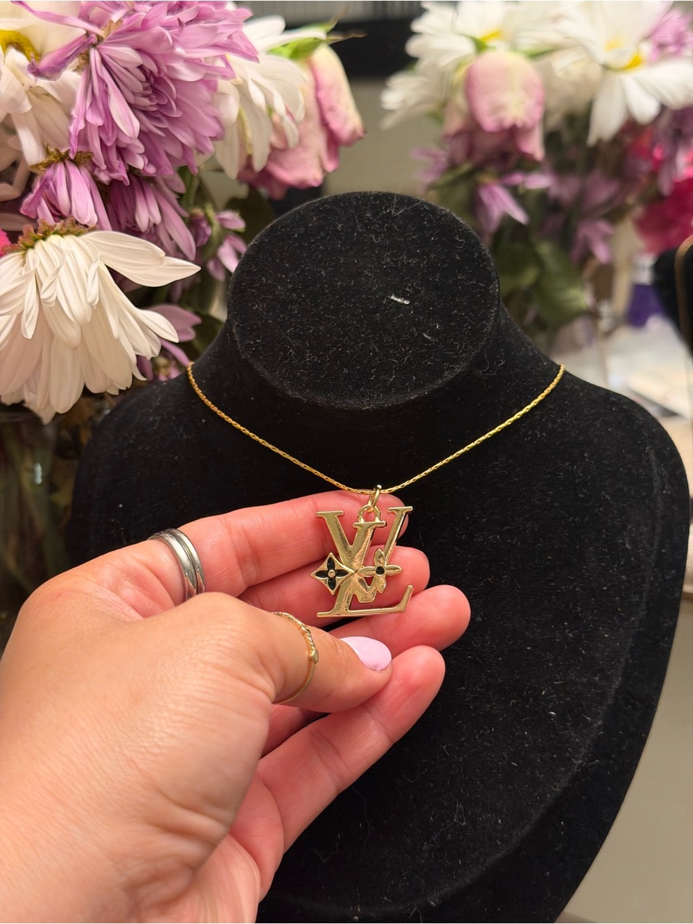 LV charm on stainless steel Necklace